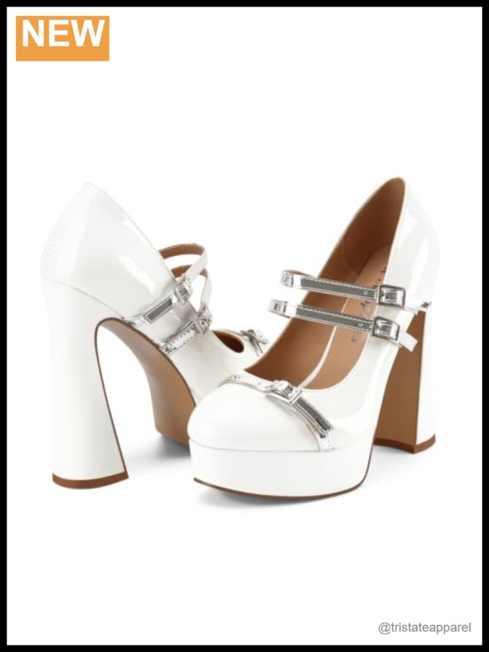 Patent Leather Mary Jane Platform Pumps Round Toe